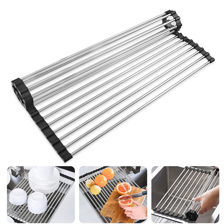 Over The Sink Kitchen Roll Up Dish Drying Rack