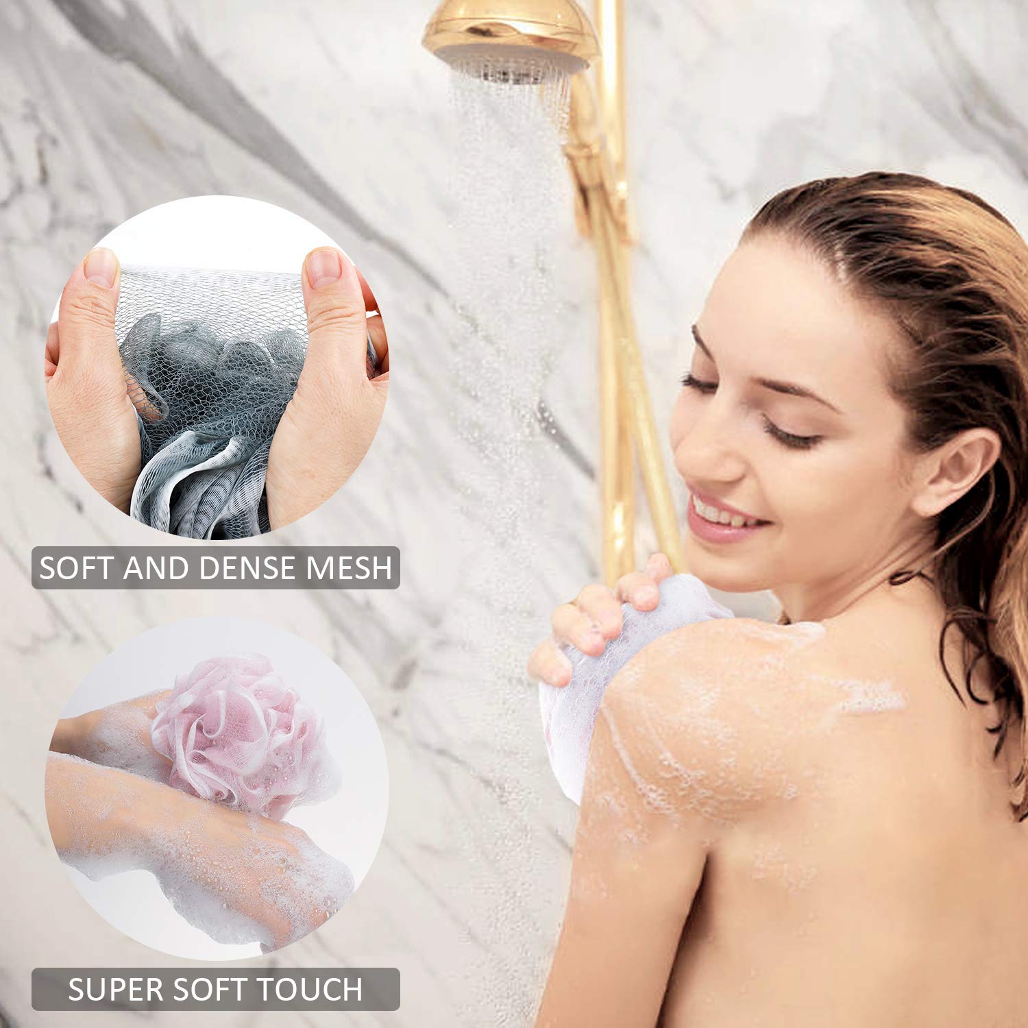 Esponja de banho esfoliante corporal de malha perfeita