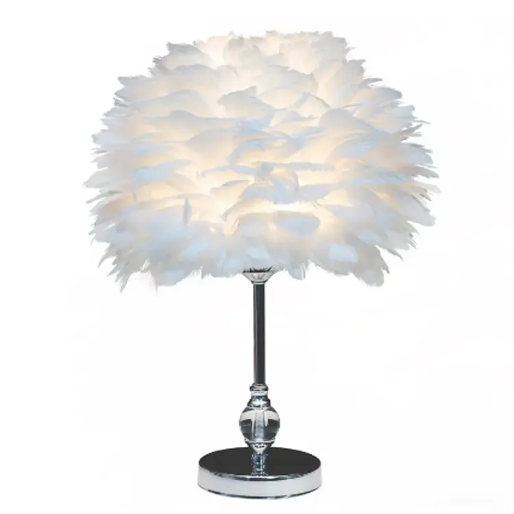 Pink Heart-shaped Crystal Hemisphere Feather Desk Lamp