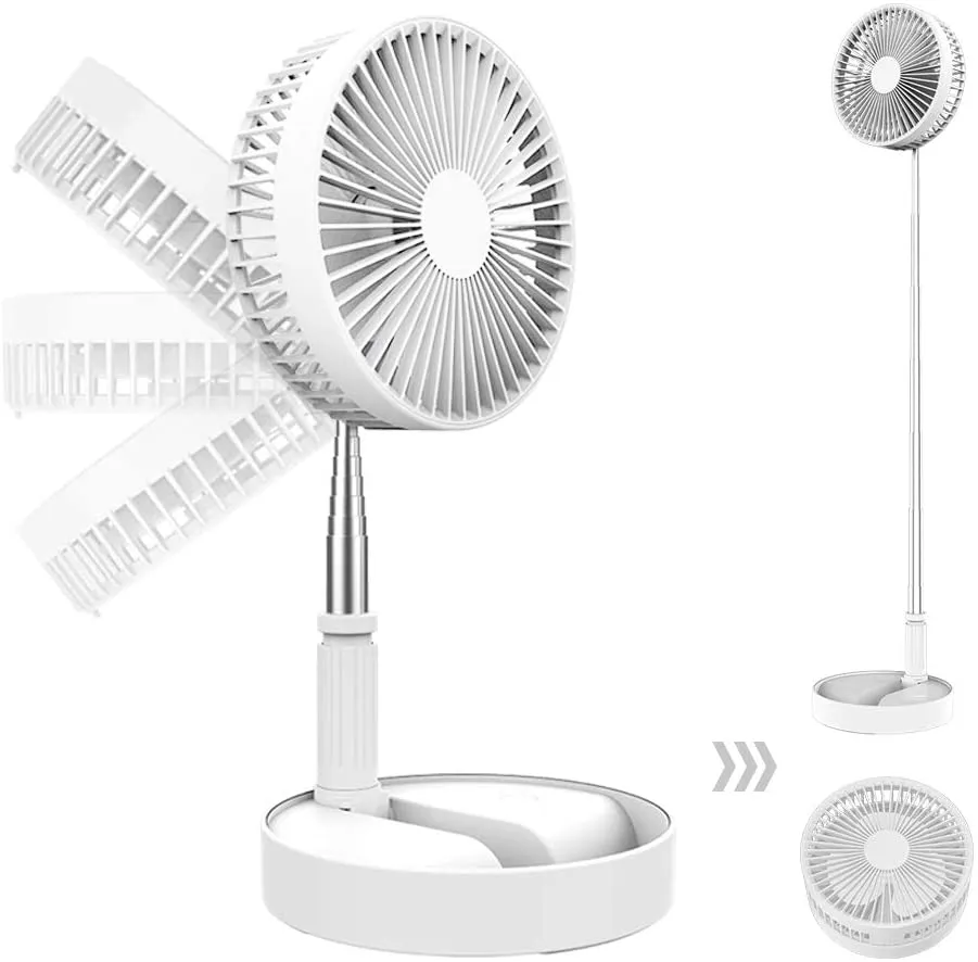 Portable Fold Telescopic Pedestal Rechargeable Fan na may Light