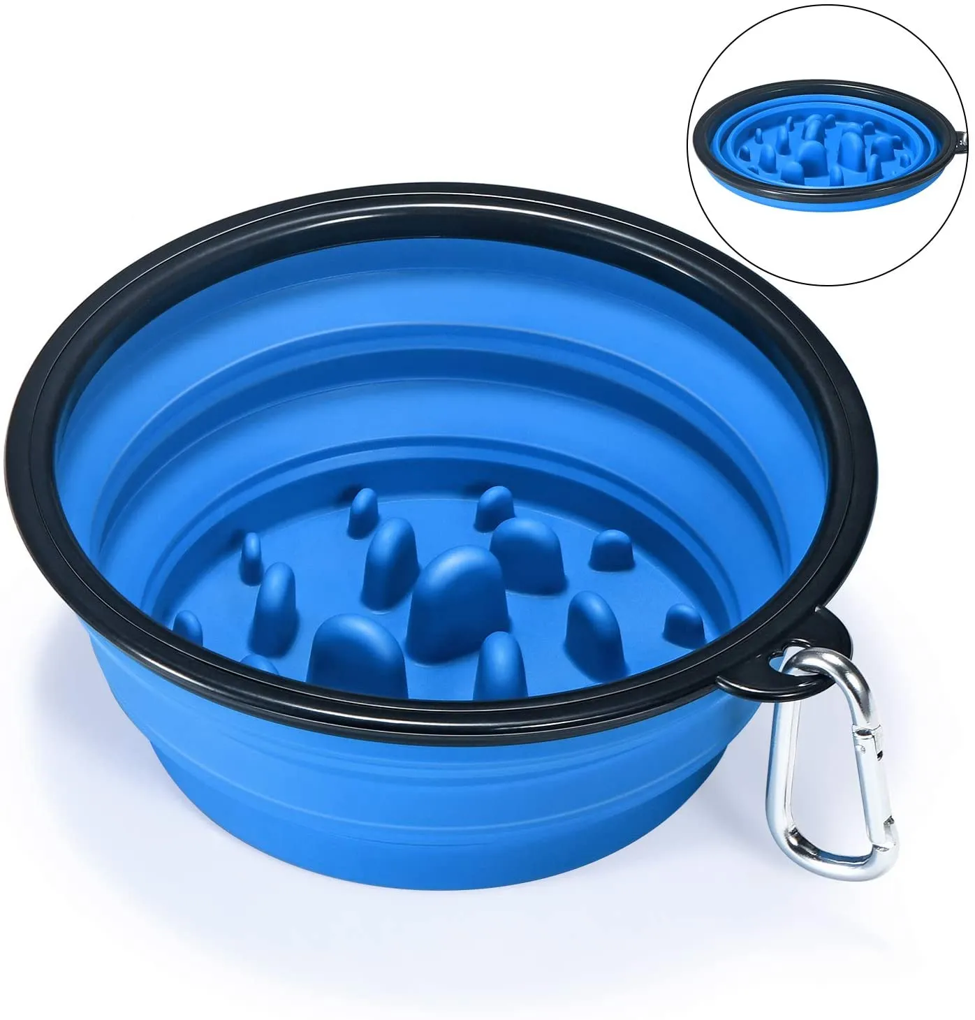 Portable Slow Feeder Travel Silicone Collapsible Dog Bowl