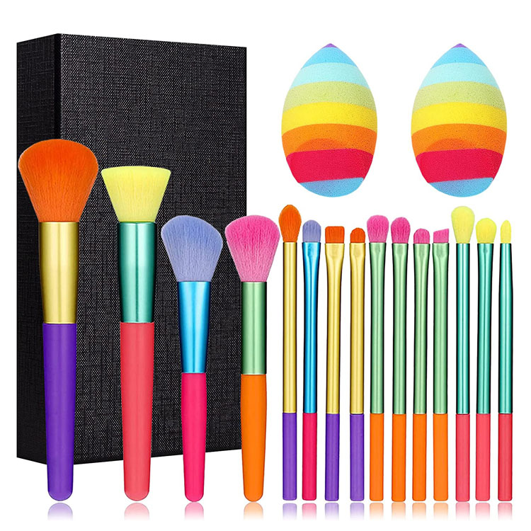 Premium Synthetic 15PCS Colorful Makeup Brush Set
