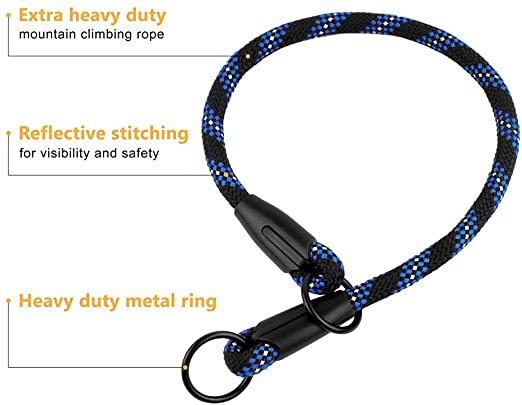 Puppy Braided Training Reflective Slip Choke Rope Dog Collar - 1 