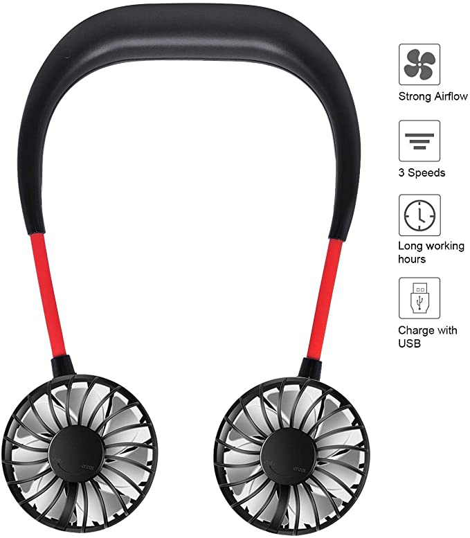 Ventilador de banda para el cuello con manos libres recargable Mini USB Porable Sports