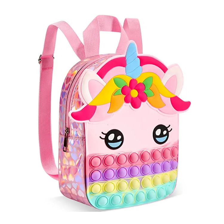 Силиконски детски училишна торба Unicorn Pop It Ранец