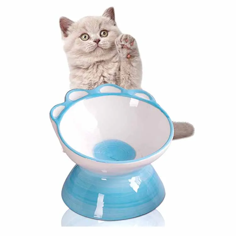 Нахилена годівниця для собак Піднесена керамічна миска для їжі для котів