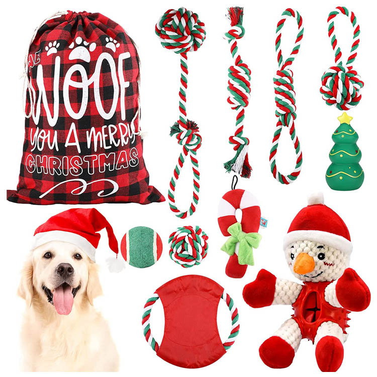 Squeaky Rope κάλτσες με χριστουγεννιάτικα δώρα για σκύλους