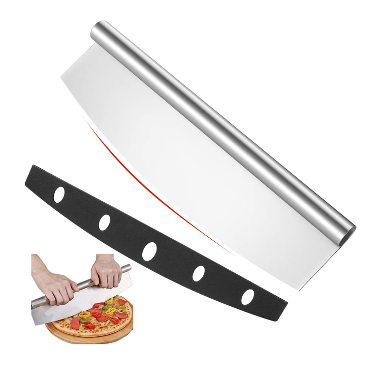 Koruyucu Kapaklı Paslanmaz Çelik Pizza Kesici Dilimleyici