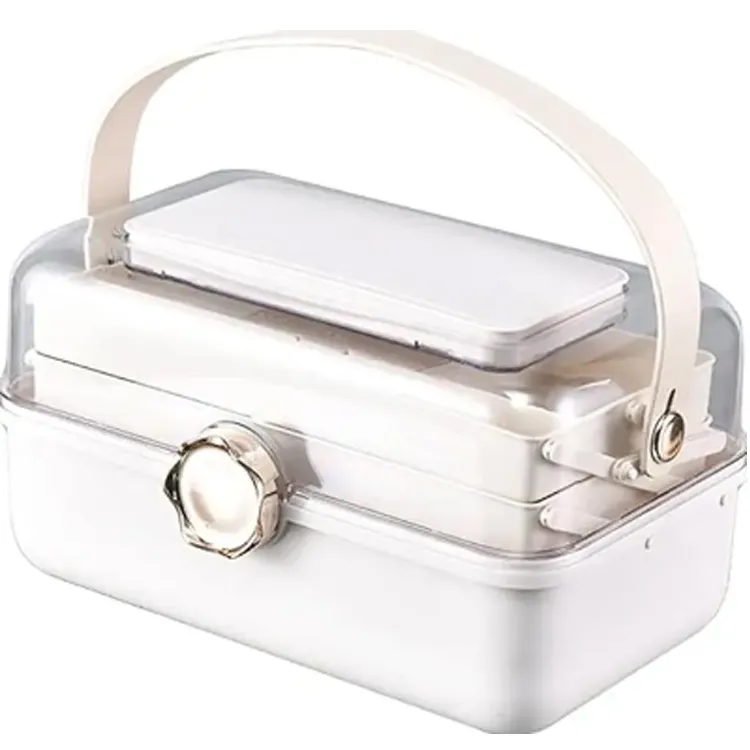 Three-Layer Plastic Cosmetics Storage Box Makeup Organizer