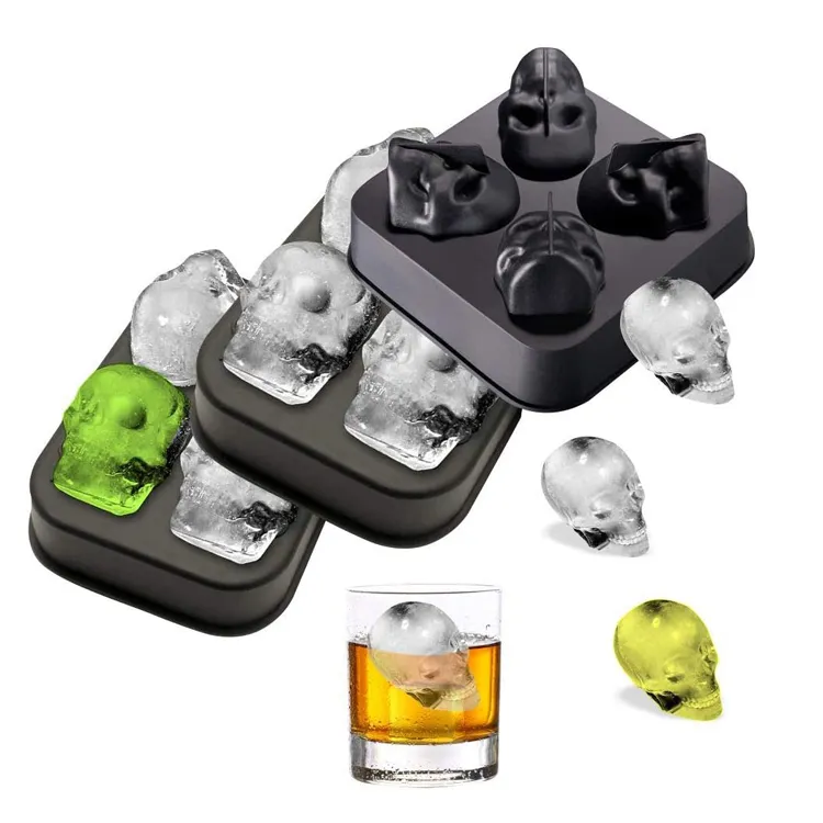 Whisky 3D Skull Silikonski pladenj za ledene kocke