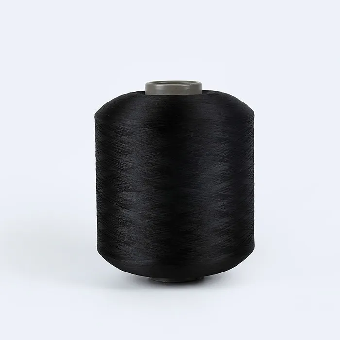 Dope dyed black polyester filament yarn