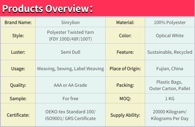 Polyester Twisted Yarn Supplier Products Overview