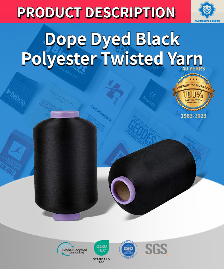 Dope Dyed Black Polyester Twisted Yarn Manufacturer Product Description