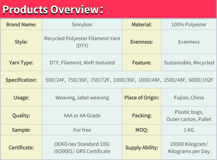 Polyester dty recycled cotton yarn product overview