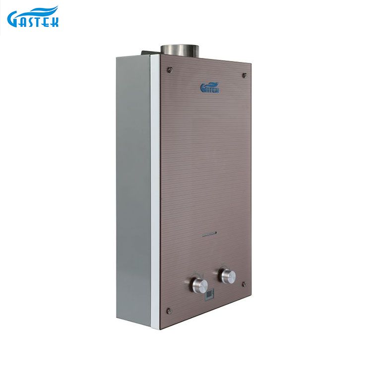 China Gas Water Heater Suppliers Hot Selling Customized Glass Panel Flue Type Wall Mounted Gas Geyser for Kitchen