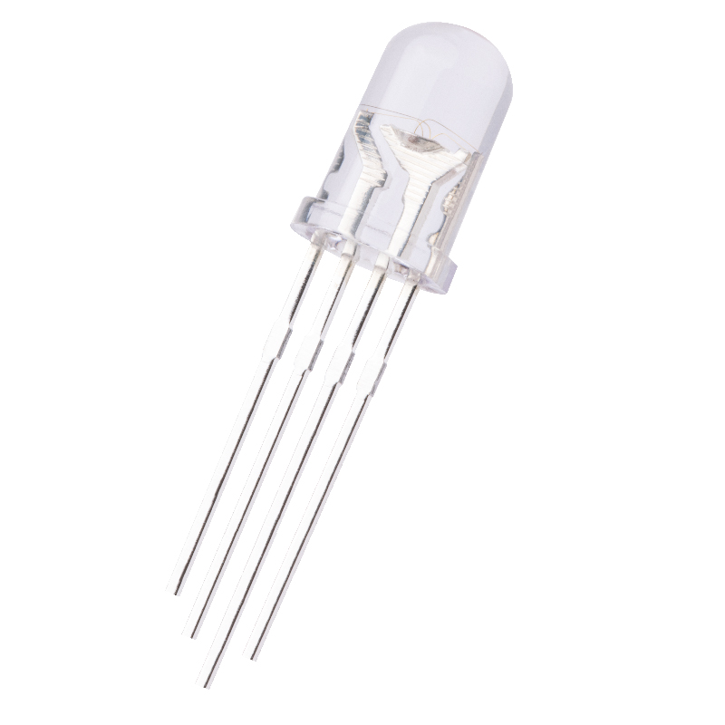 Water clear round head 5mm led diode 4 pins three color red green blue rgb led