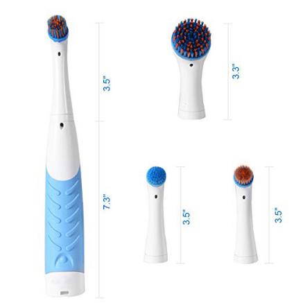 Electric Cleaning Brush with household All Purpose 4 Brush Heads by Sonic Scrubber for Bathroom/ Kitchen and Shoes - 0
