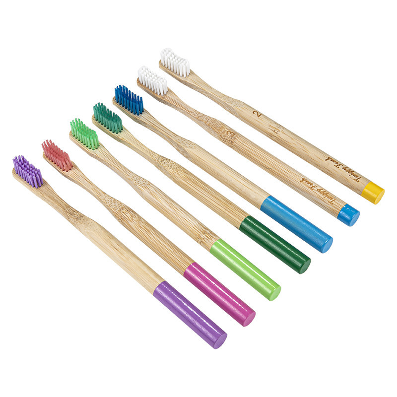 Färgrik tandborste för bambu