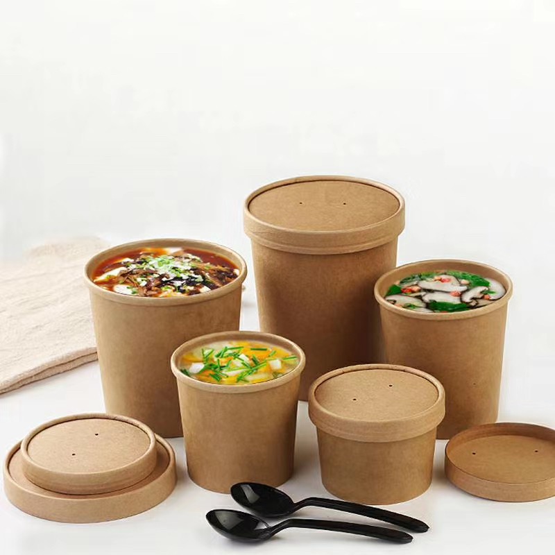 Regualr Kraft Paper Soup Bowl With Paper Lid