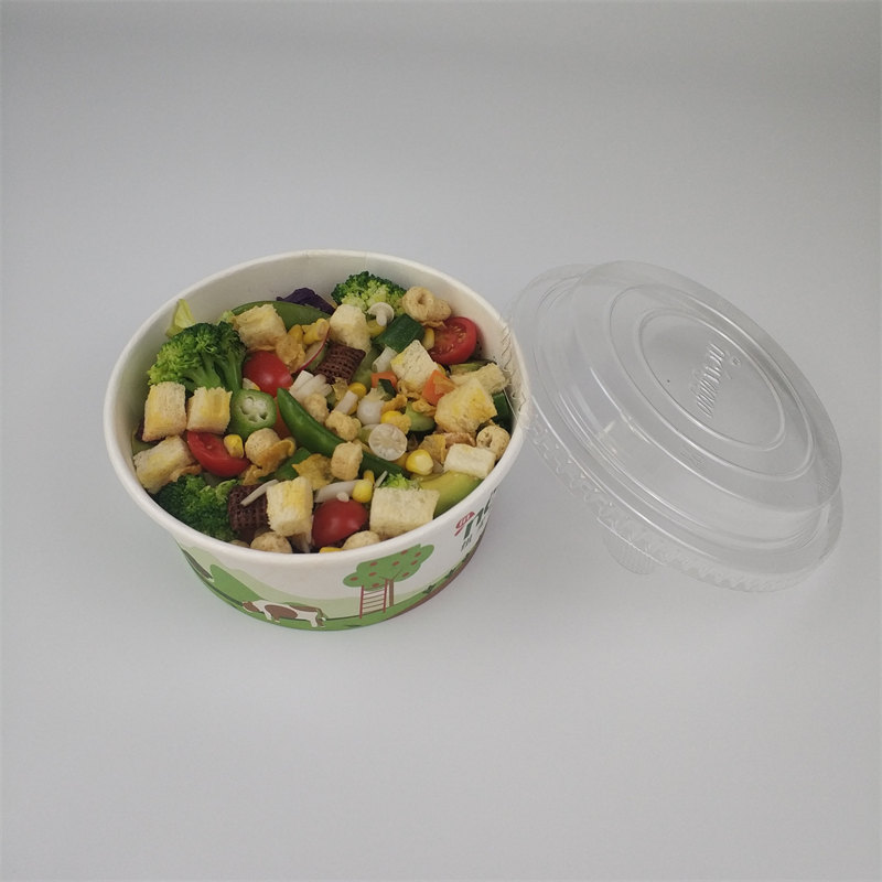 Paper Salad Bowl White with Printing