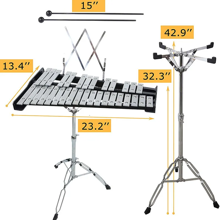 32 düymə Glockenspiel Professional Metallophone