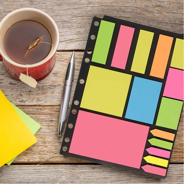 Office Memo Pad-ге арналған түрлі-түсті жабысқақ жазбалар жиынтығы Sticky Notes канцеляриясы