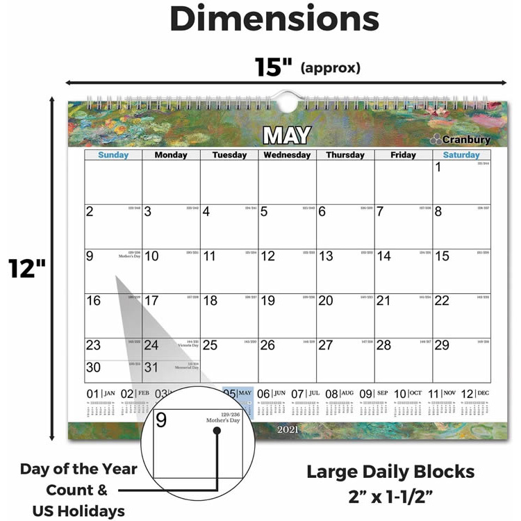 Impresión personalizada Calendario de pared 2020/2021 Impresión de calendario de escritorio