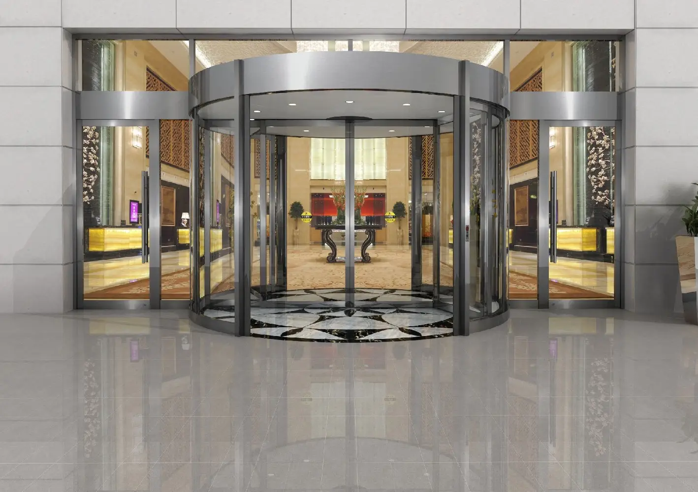 What are the types of aluminum swing doors in hotels?