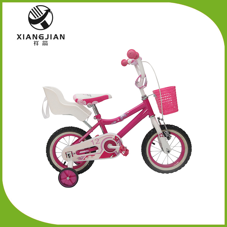 Bicicletă pentru copii de 12 inch, culoare roz, cu coș - 1