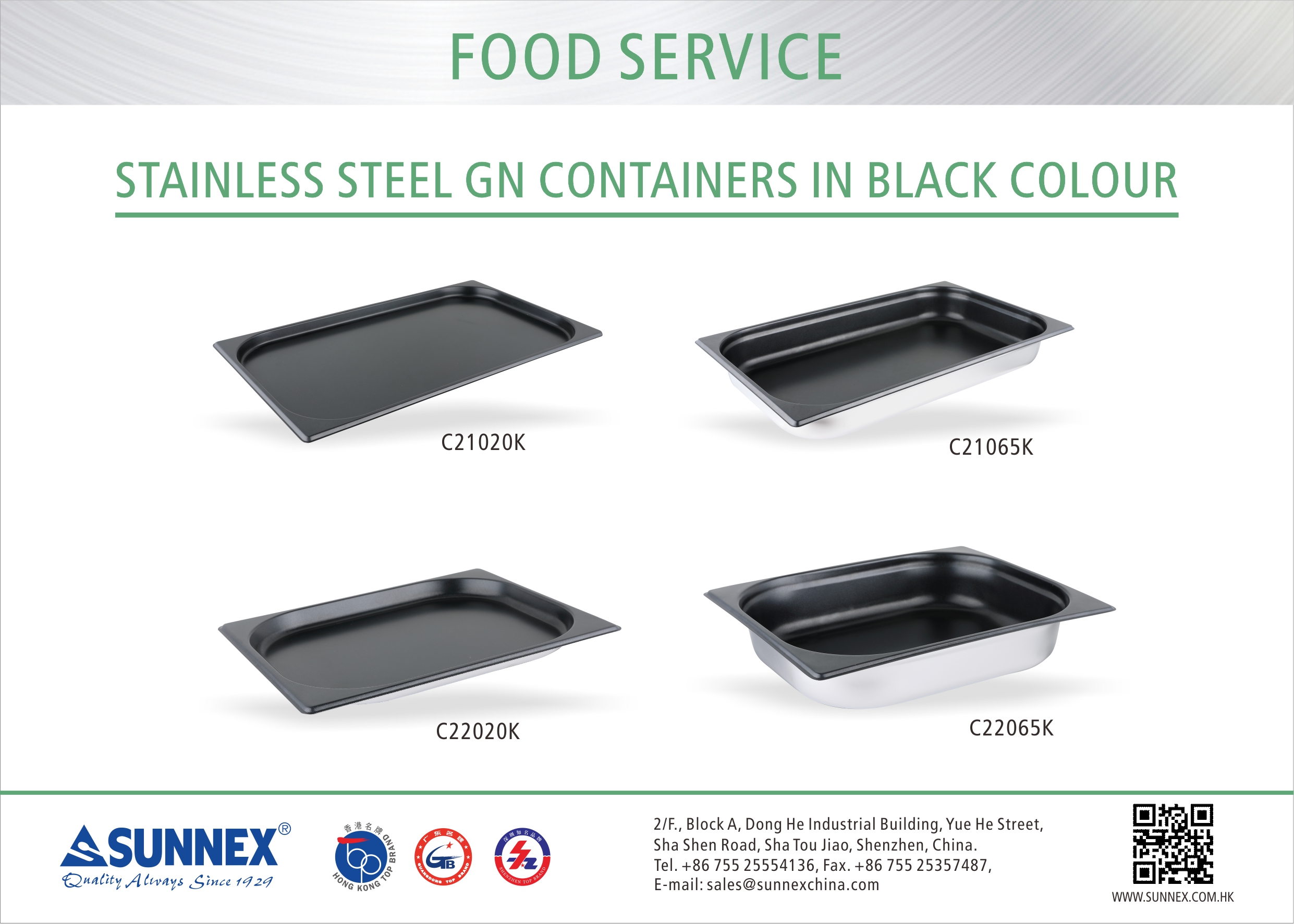 Sunnex stainless steel GN containers in black colour