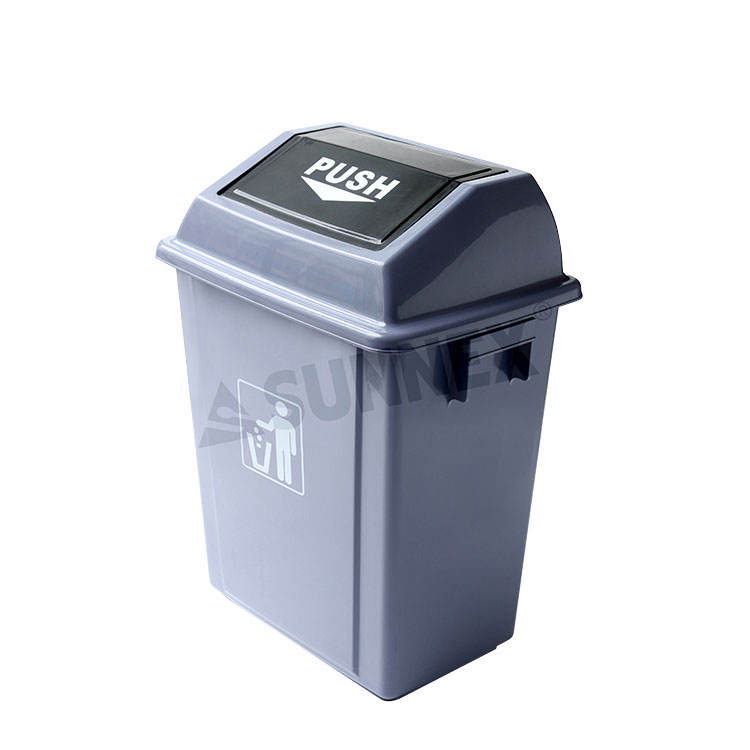 20Ltr Pp Push Cover Waste Bins For Cleaning