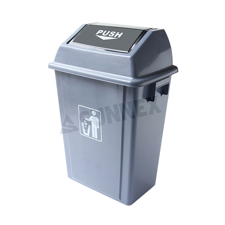 40Ltr Pp Push Cover Waste Bins For Cleaning