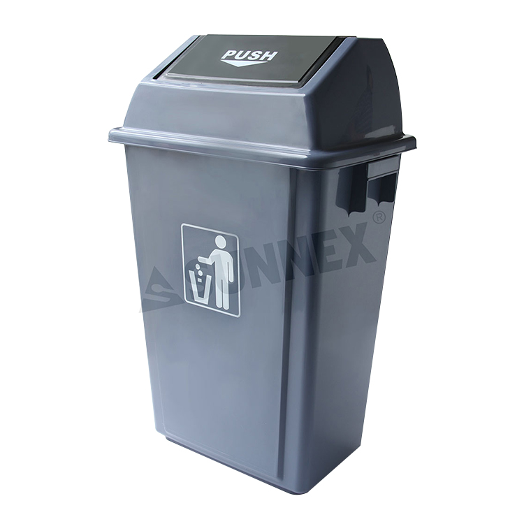 58Ltr Pp Push Cover Waste Bins For Cleaning - 0 
