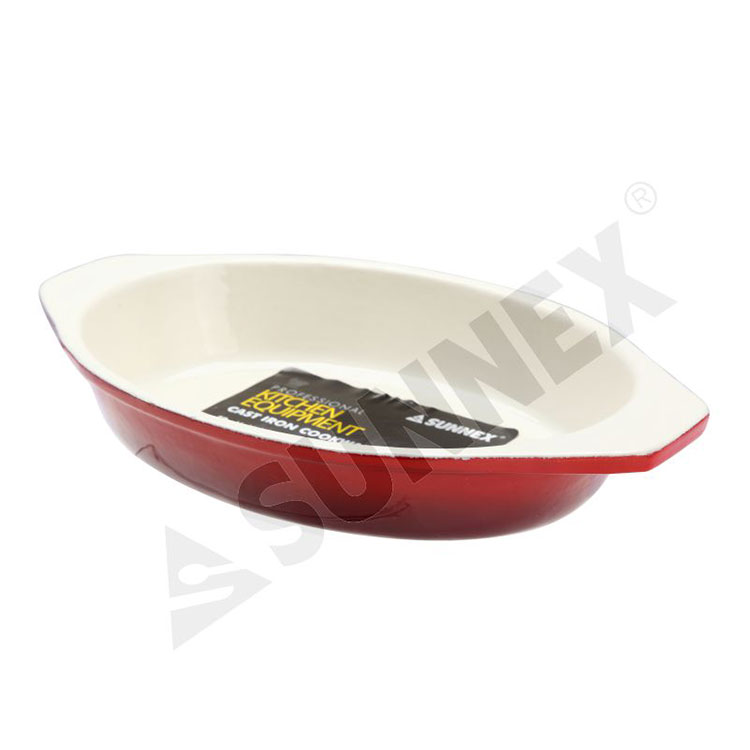 Cast Iron Enamel Oval Dish