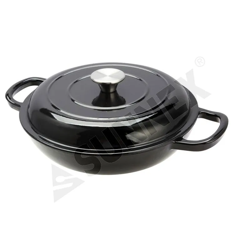 Cast Iron Enamel Casserole ມົນຕື້ນ