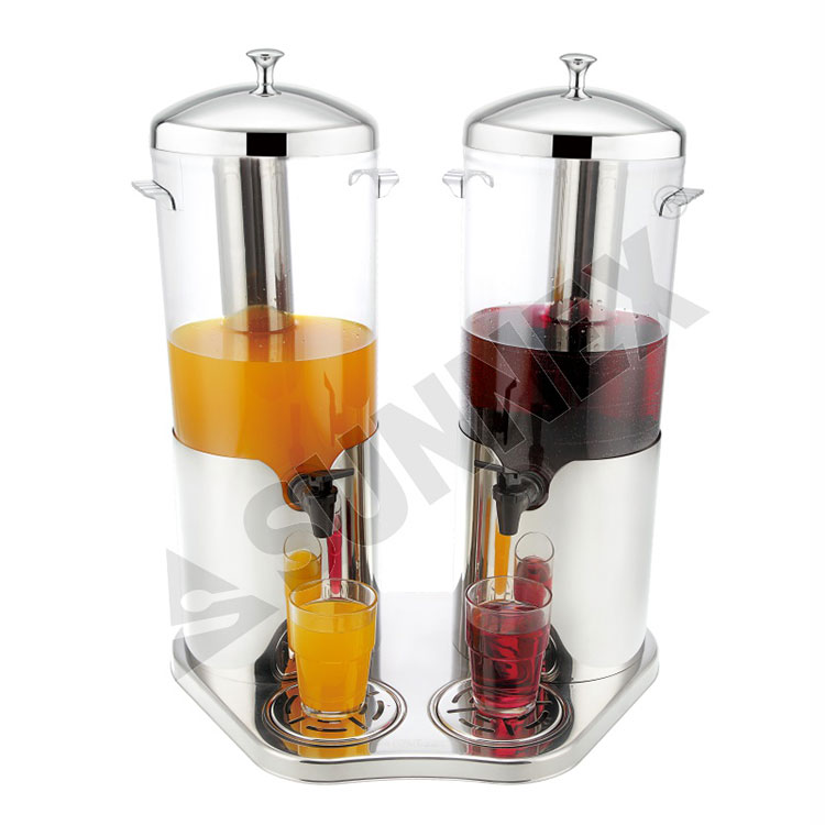 Double Stainless Steel Beverage Dispenser With Ice Tube