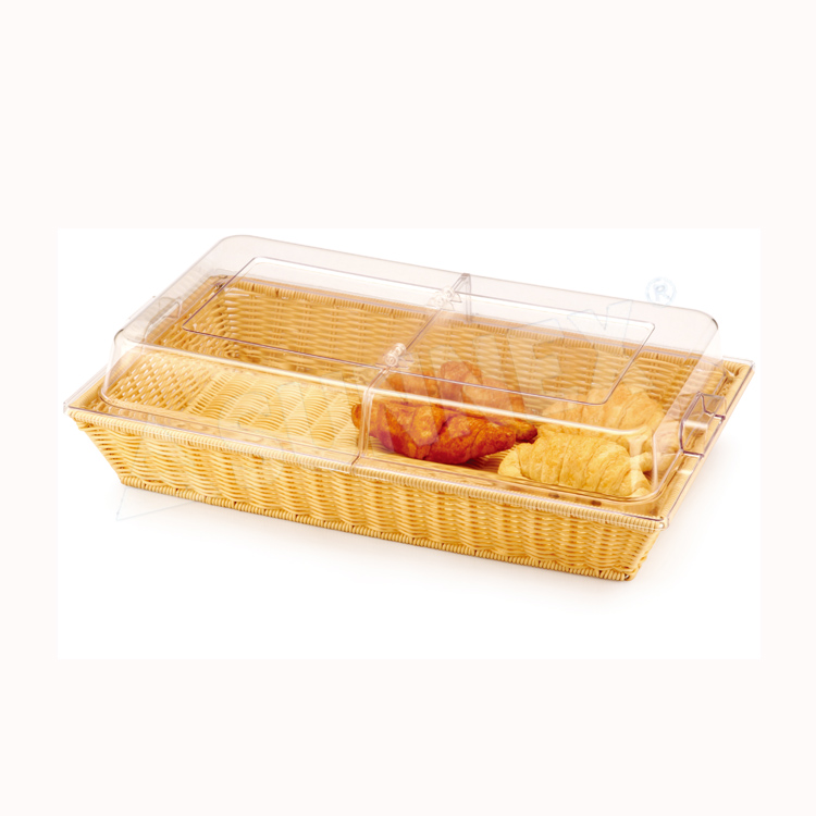 Food Grade Poly Rattan Plastic Bread Basket With Cover