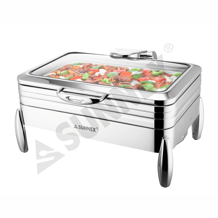 Full Size Stainless Steel Induction Chafer With Alloy Legs