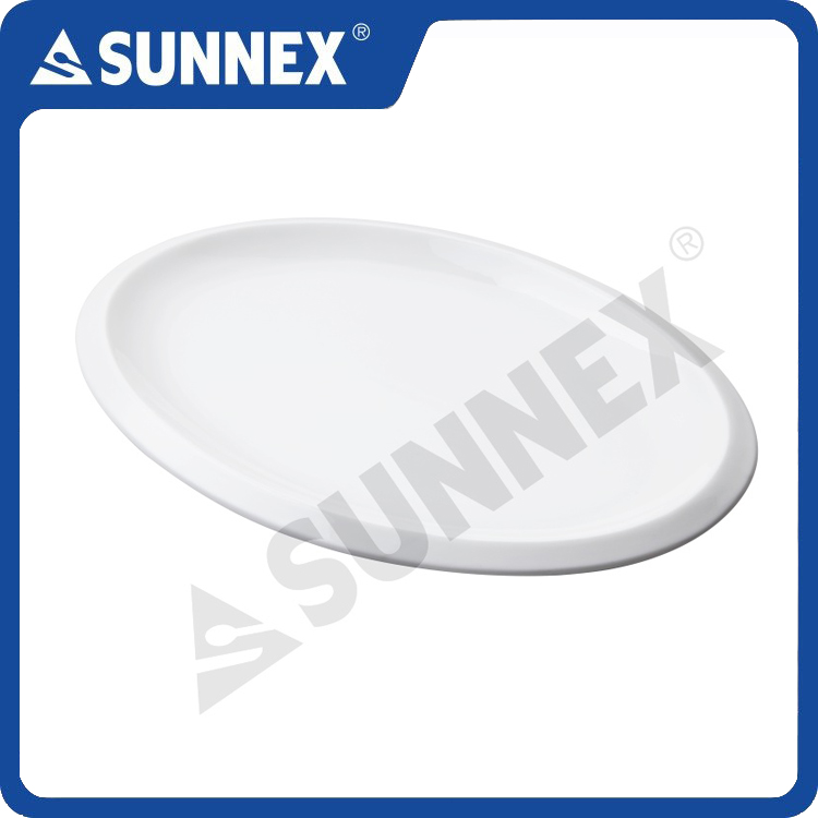 Hvid farve porcelæn oval plade