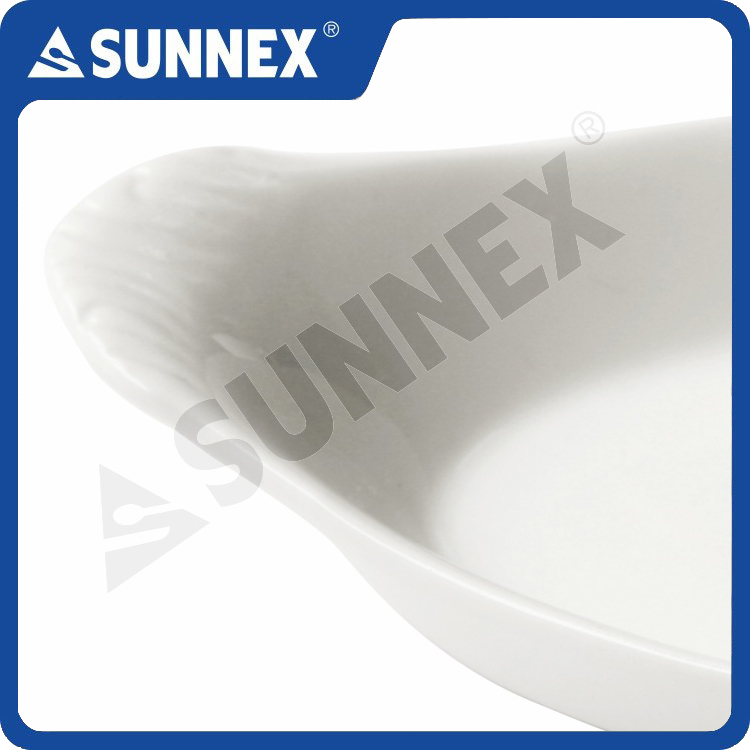 White Color Porcelain Oval Eared Dishes