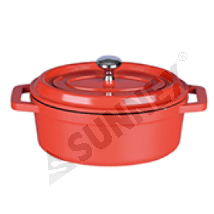 Kitchen Red Classic Mini Series Soup Pot With Handle Oval Casserole