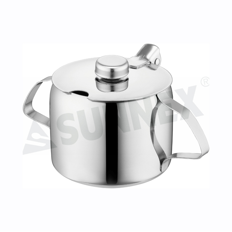 Modern Stainless Steel Sugar Bowls With Hinged Lid And Handle