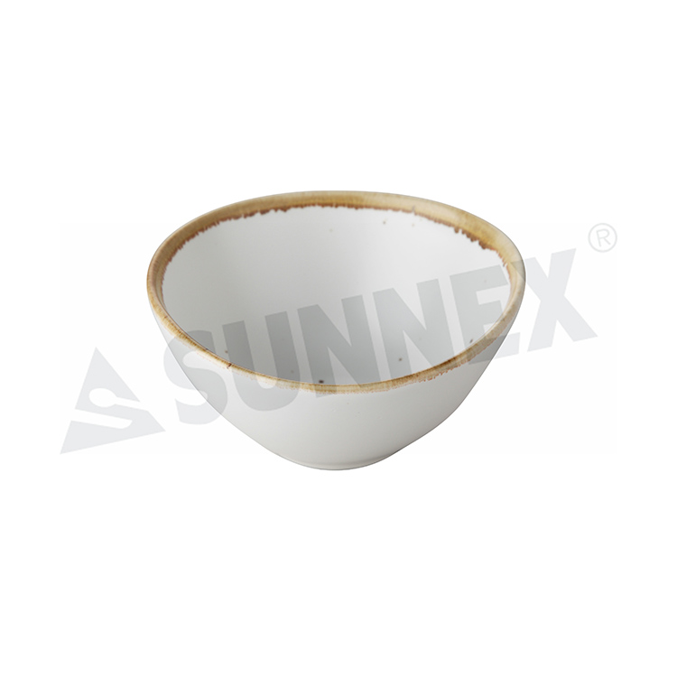 Porcelain Bowl With Brown Rim