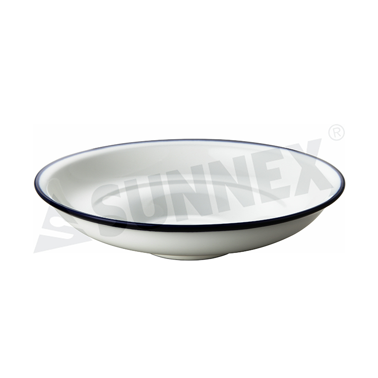 Porcelain Salad Bowl With Blue Rim