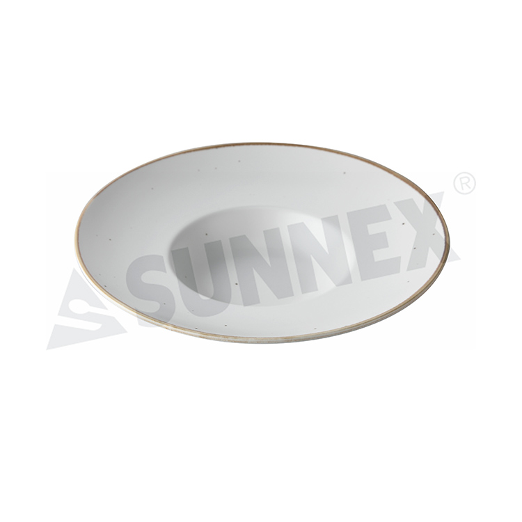 Porcelain Soup Plate With Brown Rim