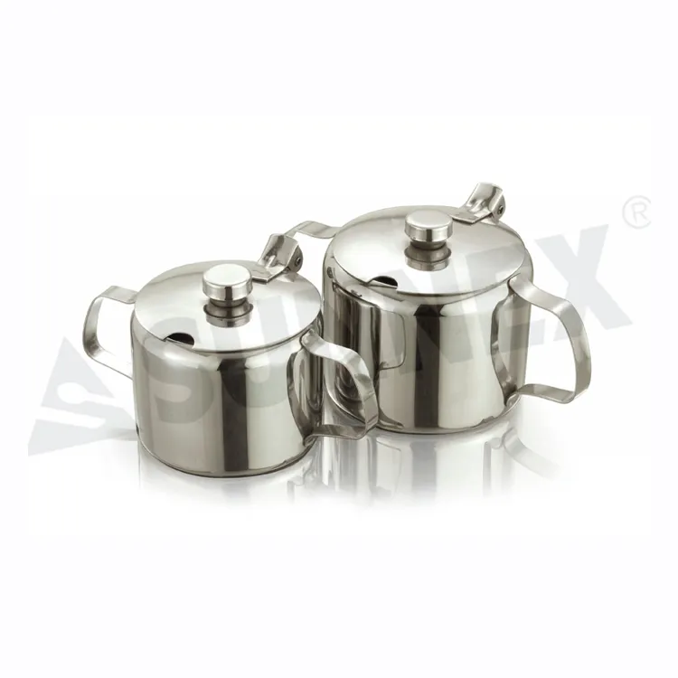 Premium Stainless Steel Sugar Bowls Na May Hawak