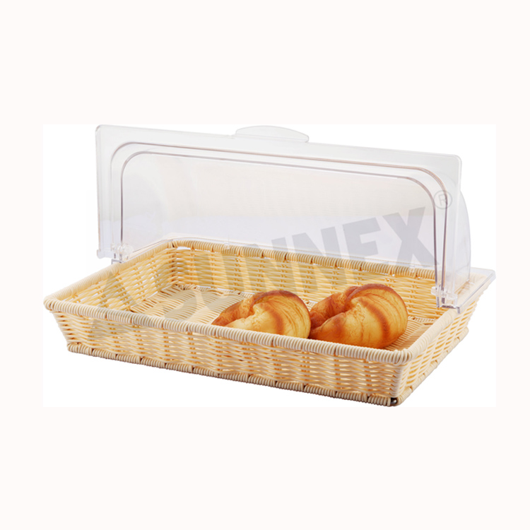 Rectangular PP Rattan Basket With PC Cover