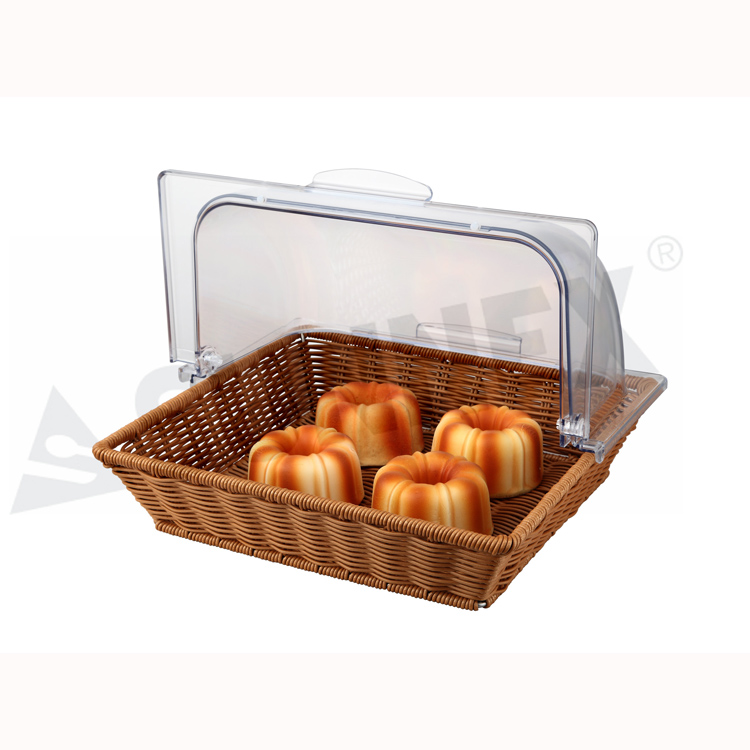 Rectangular PP Rattan Basket With PC Roll Top Cover