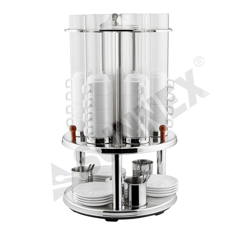 Revolving Cup Rack with Stainless Steel Base & PC Cup Tubes