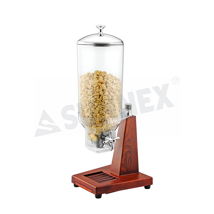 Single Cereal Dispenser With Solid Wooden Base
